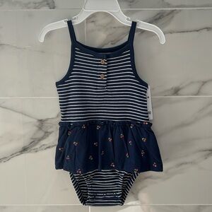 NWT Carters Cherry Stripped Bodysuit Dress 18m